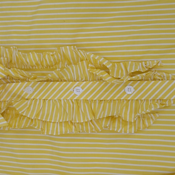 Lilly Pulitzer Yellow/White Stripe Button Down with Ruffle Detail Women's Size 6 - Picture 3 of 8